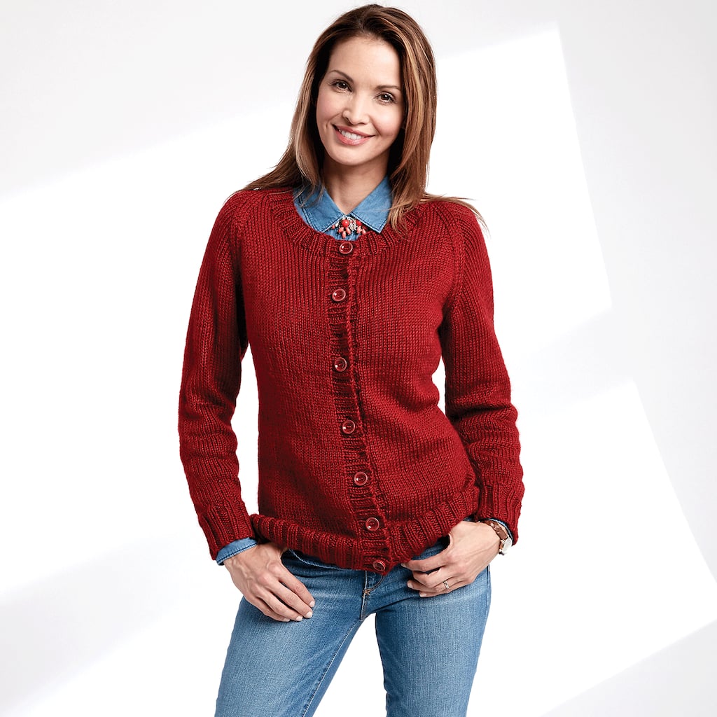 Caron® Simply Soft™ Knit Crew Neck Cardigan